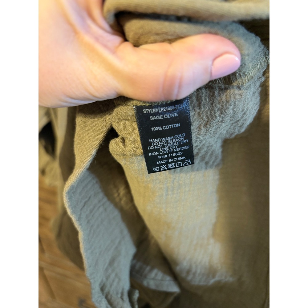 Lush Sage Olive Cotton Gauze Romper Button Front Pocket LP21988-FCL Mens Medium - Picture 6 of 7